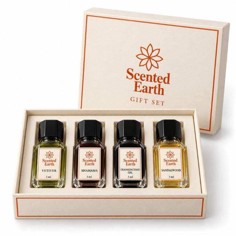Scented Earth The Gift Set: four 3 ml perfume oils in an open gift box