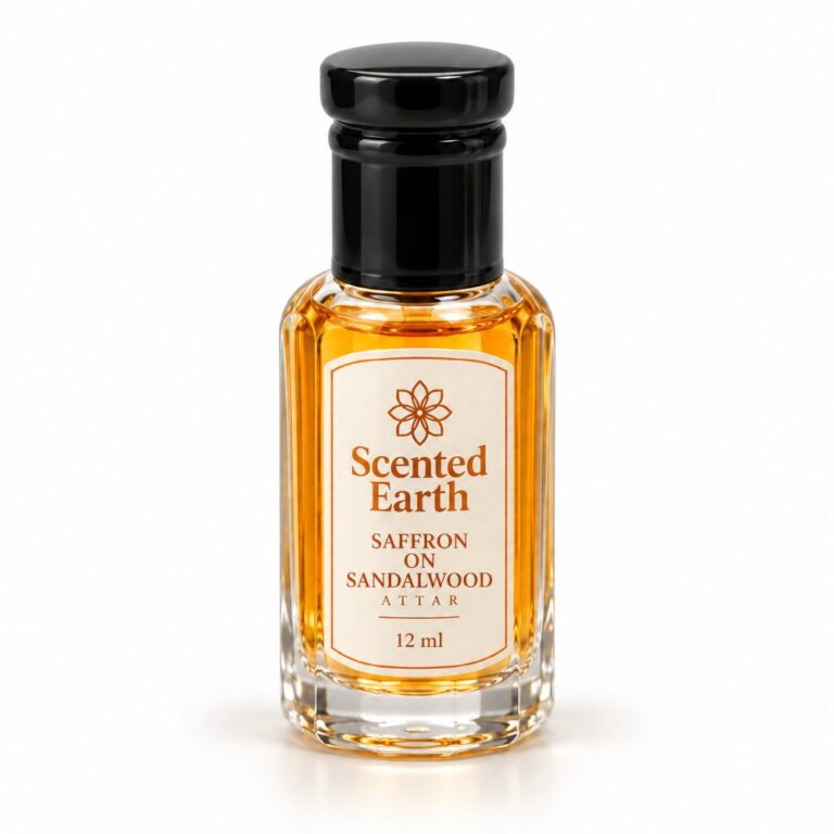 Scented Earth saffron on sandalwood perfume oil, 12 ml bottle